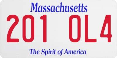 MA license plate 201OL4