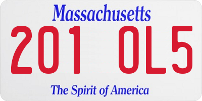 MA license plate 201OL5