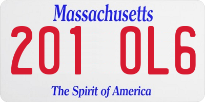 MA license plate 201OL6