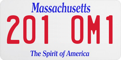 MA license plate 201OM1