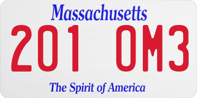 MA license plate 201OM3