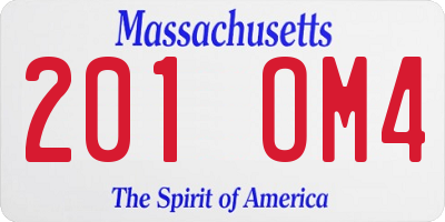MA license plate 201OM4