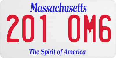 MA license plate 201OM6