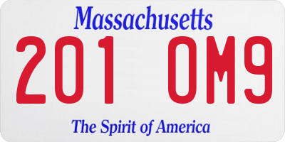 MA license plate 201OM9