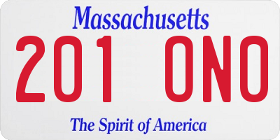 MA license plate 201ON0