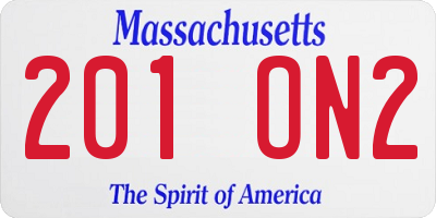MA license plate 201ON2