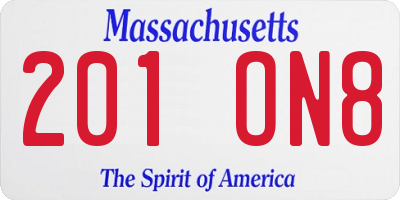 MA license plate 201ON8