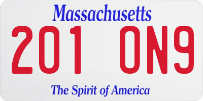 MA license plate 201ON9