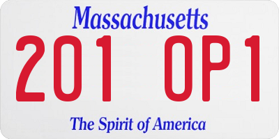 MA license plate 201OP1