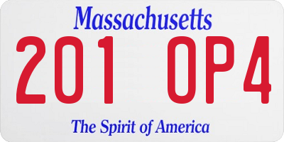 MA license plate 201OP4