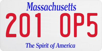 MA license plate 201OP5