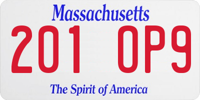MA license plate 201OP9