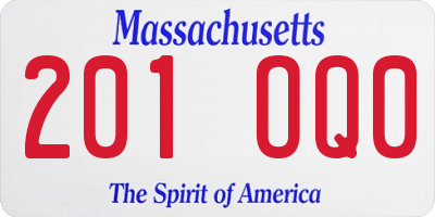 MA license plate 201OQ0