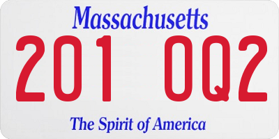 MA license plate 201OQ2
