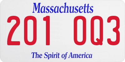 MA license plate 201OQ3