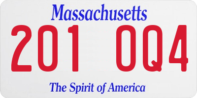 MA license plate 201OQ4