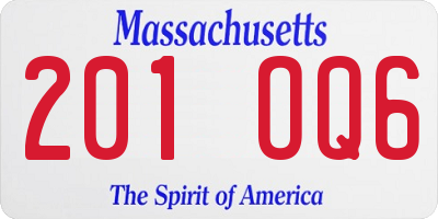 MA license plate 201OQ6