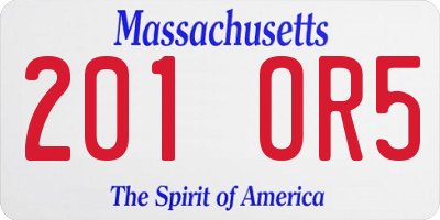 MA license plate 201OR5
