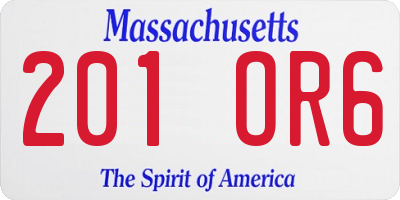 MA license plate 201OR6