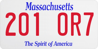 MA license plate 201OR7