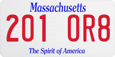 MA license plate 201OR8