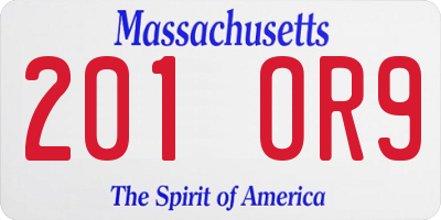 MA license plate 201OR9