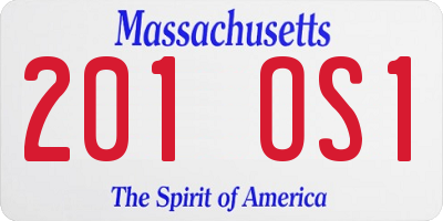 MA license plate 201OS1