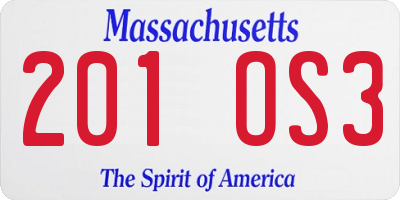 MA license plate 201OS3