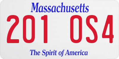 MA license plate 201OS4