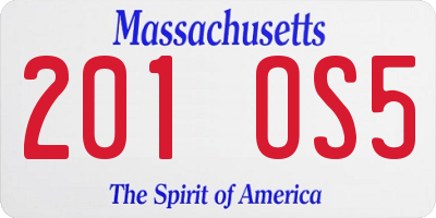 MA license plate 201OS5