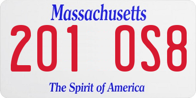MA license plate 201OS8
