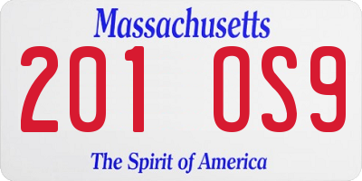 MA license plate 201OS9
