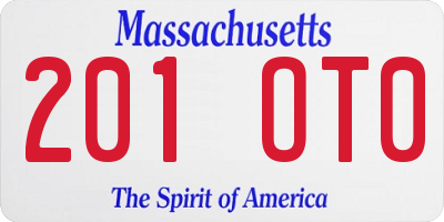 MA license plate 201OT0