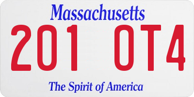 MA license plate 201OT4