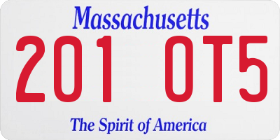 MA license plate 201OT5