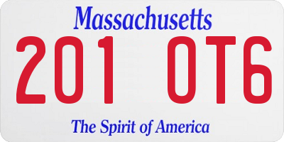 MA license plate 201OT6