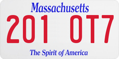 MA license plate 201OT7