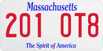MA license plate 201OT8
