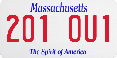 MA license plate 201OU1
