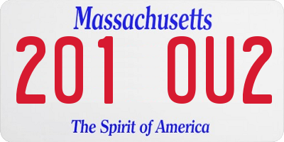 MA license plate 201OU2