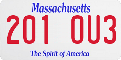 MA license plate 201OU3