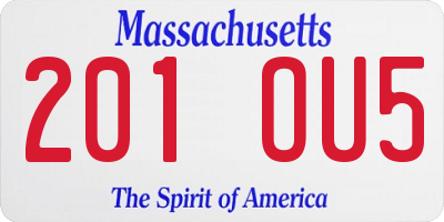 MA license plate 201OU5