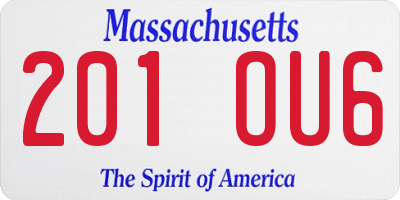 MA license plate 201OU6