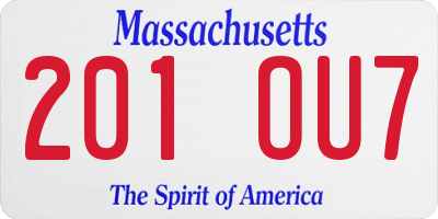 MA license plate 201OU7