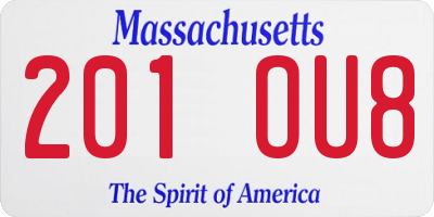 MA license plate 201OU8
