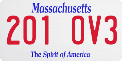 MA license plate 201OV3