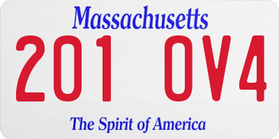 MA license plate 201OV4