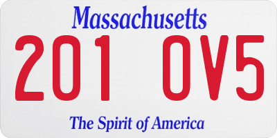 MA license plate 201OV5