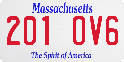 MA license plate 201OV6