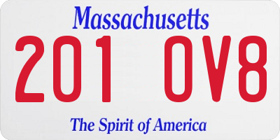 MA license plate 201OV8